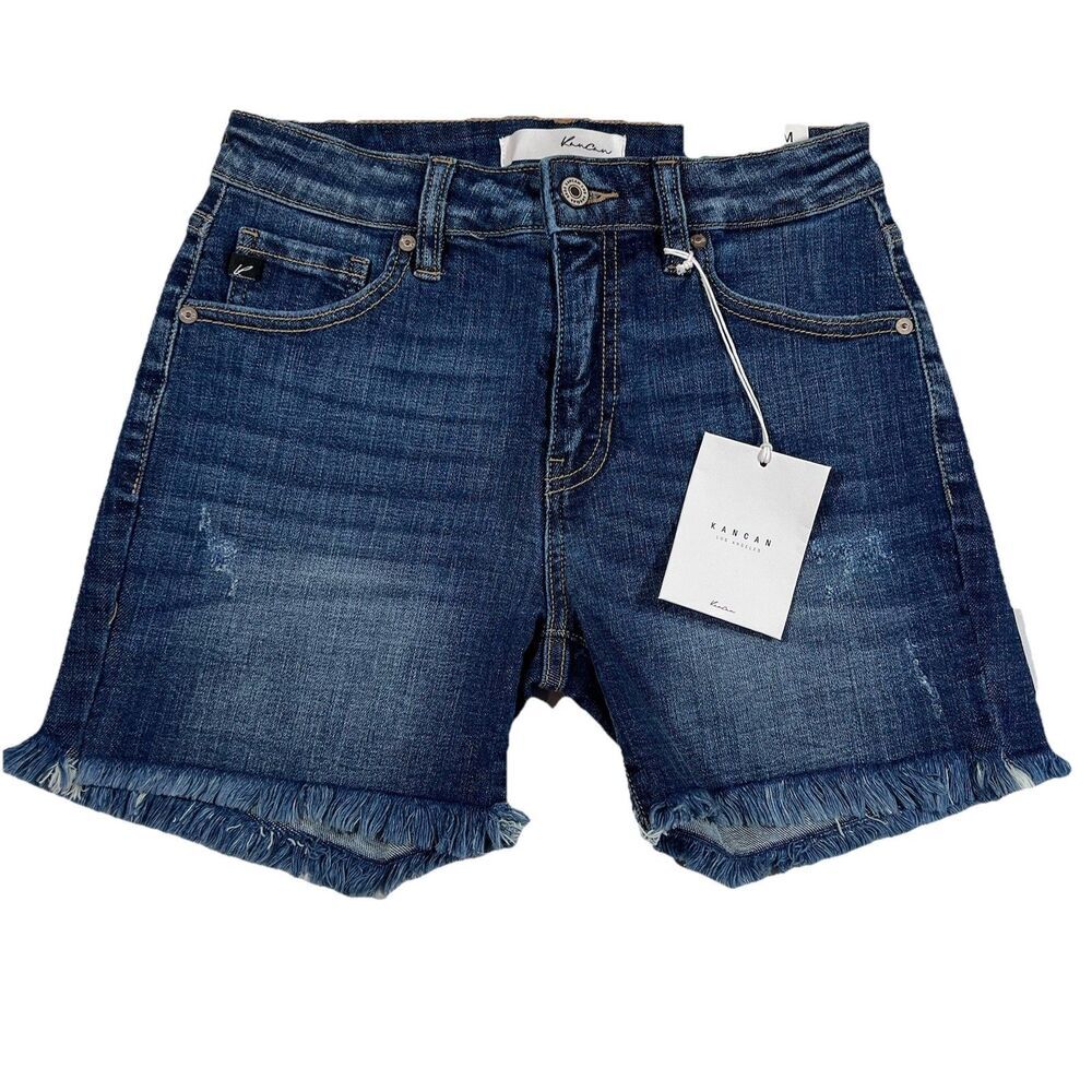 Kancan High Rise Denim Blue Jean Cut Off Shorts Women's Medium NEW!